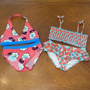 Bundle of 2 Girls Mini Biden Bikini Swimsuits size Strawberry Floral  7-8 Years